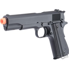 Matrix x Golden Eagle Full Metal M1911A1 Gas Blowback Airsoft Pistol (Color: Black / Slim Textured Grips)