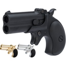 Maxtact Gas Powered Full Metal Derringer Airsoft Double Barrel Pistol (Color: Black, Gold, Silver)